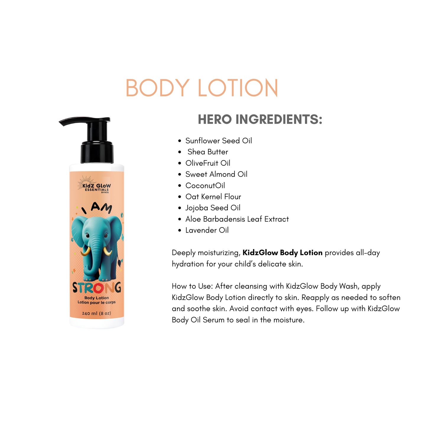 Kids’ Body Lotion | Hydrating & Gentle for Dry, Sensitive Skin | I Am Strong